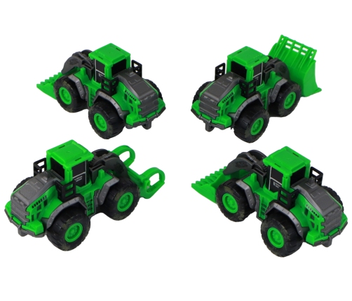 Farm Vehicle Set Green Tractors 4 Pieces