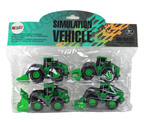 Farm Vehicle Set Green Tractors 4 Pieces