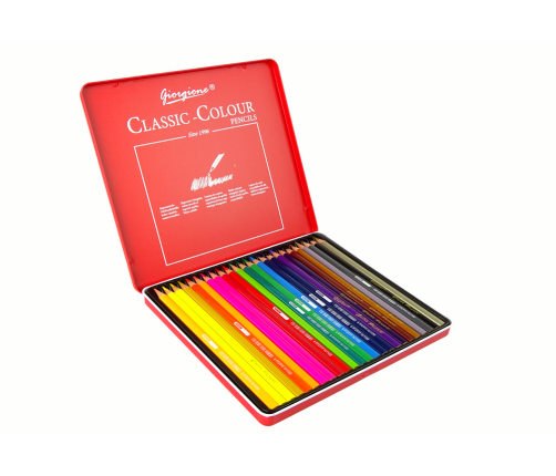 Set of 24 Art Crayons Metal Container