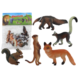 Animal Figurines 5 Pieces Squirrel Meerkat Anteater Fox Lemur