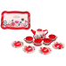 Coffee Tea Set Cups Kettle Tray Red Cafe 15 pcs.