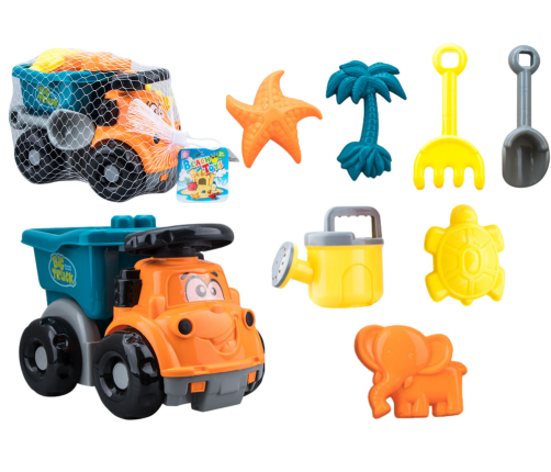 Sand Toy Set Dump Truck Molds Watering Can Orange