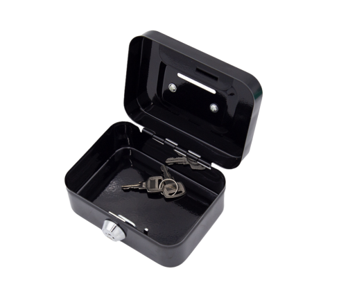 Piggy Bank Storage Box, Lockable, Two Keys, Metal, Black