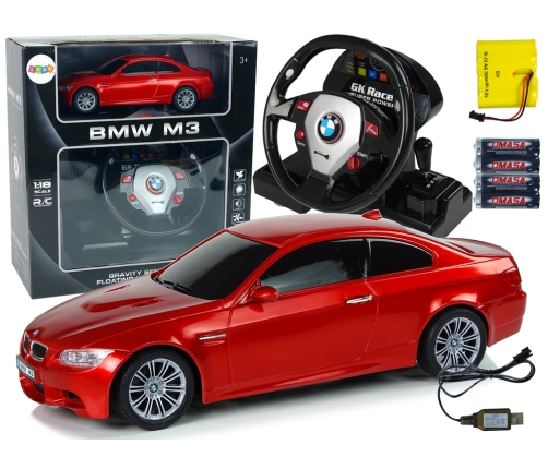 Remote Controlled BMW M3 Red 2.4G Pilot Steering Wheel 1:18 Sound Lights