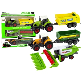 Set of Agricultural Machinery Tractors with Trailers and Harvester