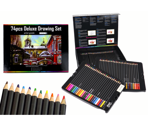 Drawing Set, Crayons in a Box, 74 pcs. XXL