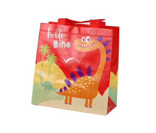 Dinosaur Gift Bag Red 23cm x 21.5cm x 11cm