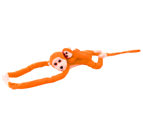 Plush Monkey with Baby Mascot, Orange with Sound 70 cm