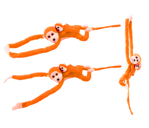 Plush Monkey with Baby Mascot, Orange with Sound 70 cm