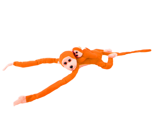 Plush Monkey with Baby Mascot, Orange with Sound 70 cm