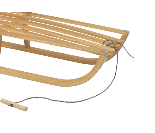 Wooden sled with a backrest and a string of sleds