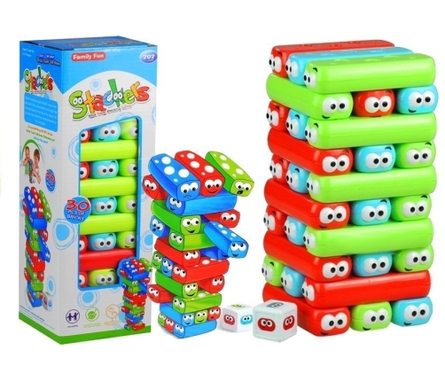 Game Tower With Worms Colorful Bricks