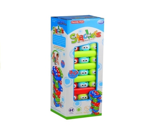 Game Tower With Worms Colorful Bricks