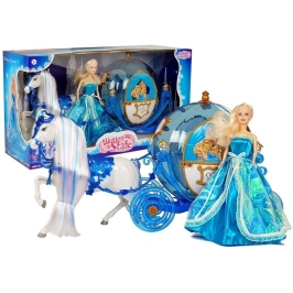 Set of The Doll in Carriage Horse for Combing Blue