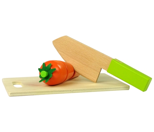 A Set Of Wooden Cutting Fruits And Vegetables On A Magnet