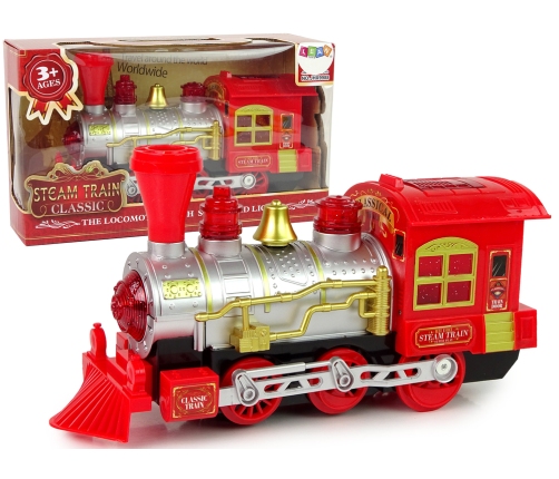 Christmas Locomotive Lights Sound Red Battery Operated