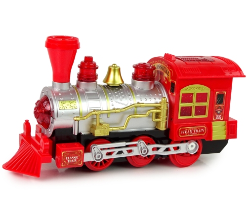 Christmas Locomotive Lights Sound Red Battery Operated