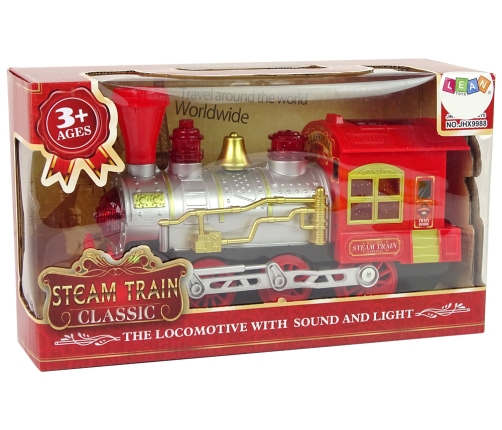 Christmas Locomotive Lights Sound Red Battery Operated