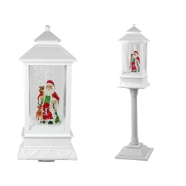 Christmas Decoration Lantern with Santa White Carols Lights