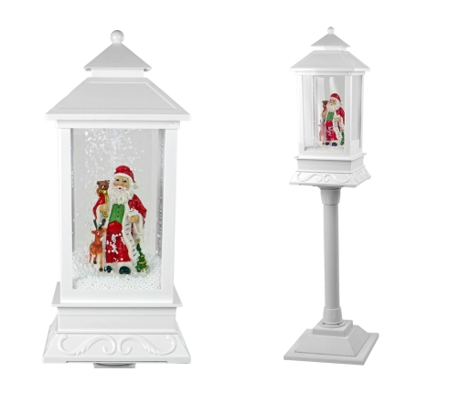 Christmas Decoration Lantern with Santa White Carols Lights