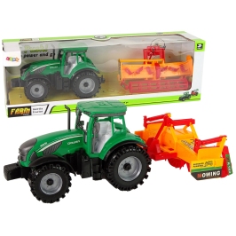 Green Tractor with Orange Cultivator for Kids