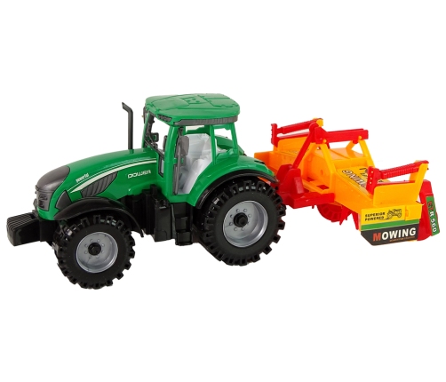 Green Tractor with Orange Cultivator for Kids