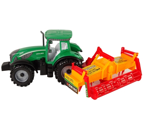 Green Tractor with Orange Cultivator for Kids