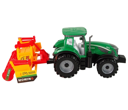 Green Tractor with Orange Cultivator for Kids