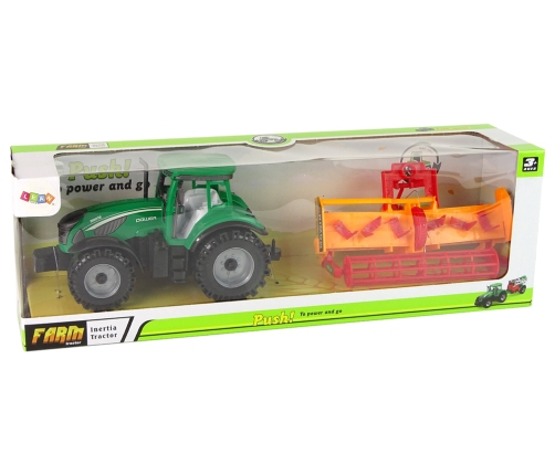 Green Tractor with Orange Cultivator for Kids