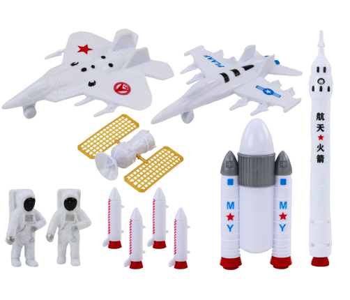 Set of Space Figures Astronauts Rockets 11 Pieces