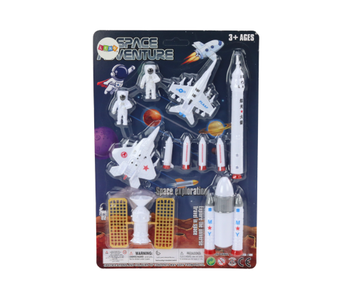 Set of Space Figures Astronauts Rockets 11 Pieces