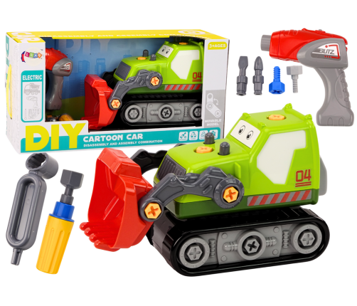 Cartoon Crawler Excavator To Disassemble DIY Green