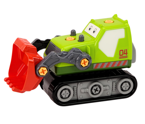 Cartoon Crawler Excavator To Disassemble DIY Green