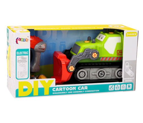 Cartoon Crawler Excavator To Disassemble DIY Green