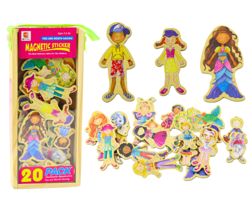 Set of Magnets Wooden Characters in Colorful Disguises, 20 pieces