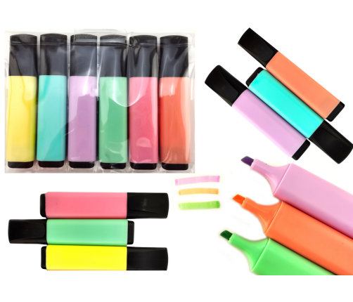 Highlighter Pen Set Pastel Colors 6pcs.