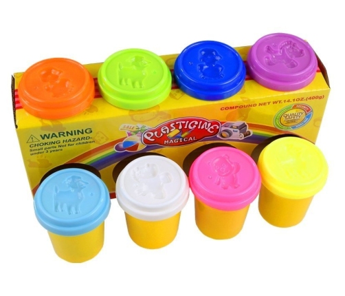 8 Containers With Dough Colorful Animal Patterns