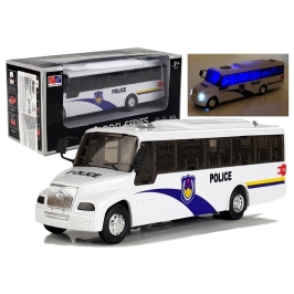 Police Bus Die Cast Model White with Lights