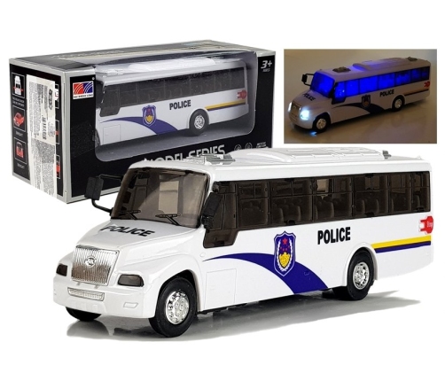 Police Bus Die Cast Model White with Lights