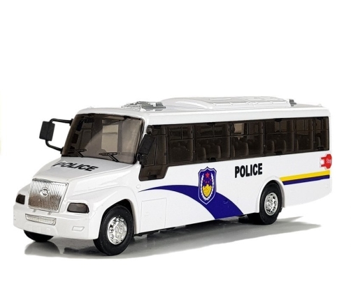 Police Bus Die Cast Model White with Lights