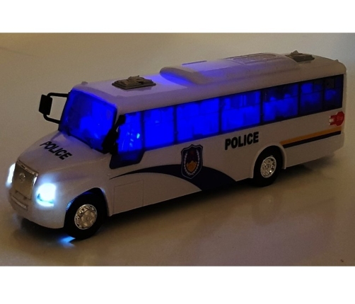 Police Bus Die Cast Model White with Lights