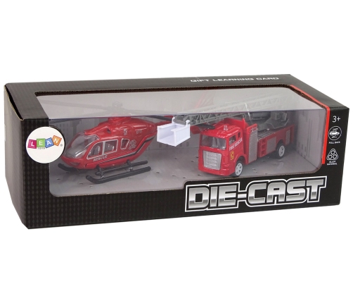 Fire Brigade Helicopter Train Cars Set