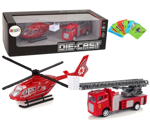 Fire Brigade Helicopter Train Cars Set