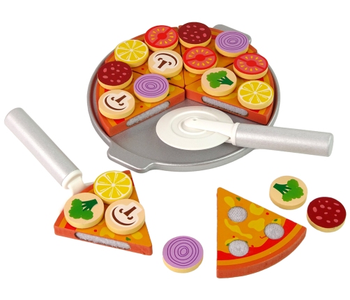 Pizza Set Wooden Jigsaw Puzzle Velcro Accessories