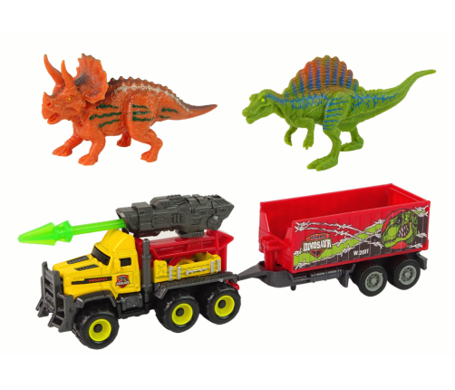 Dinosaurs Set Rocket Car With Trailer Yellow