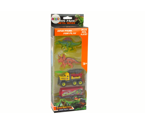 Dinosaurs Set Rocket Car With Trailer Yellow