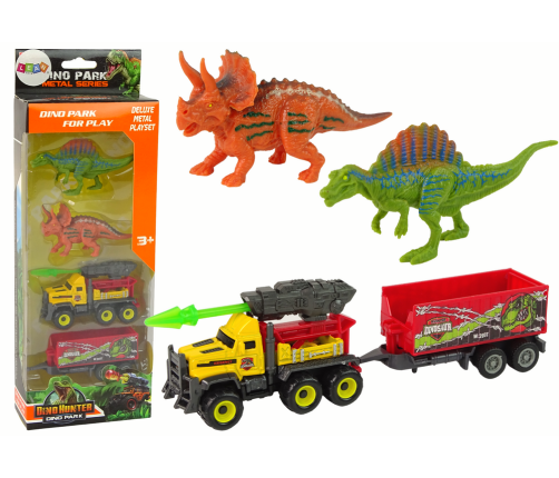 Dinosaurs Set Rocket Car With Trailer Yellow