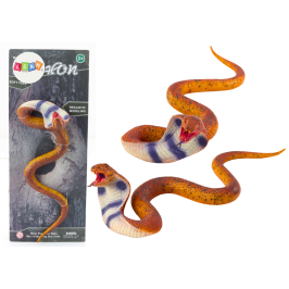 Realistic Cobra Snake Figurine Thermoplastic Rubber Brown