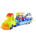 Set of vehicles Police Fire Engine Auto Transport Trailer Unscrewing