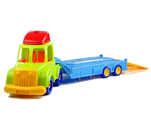 Set of vehicles Police Fire Engine Auto Transport Trailer Unscrewing